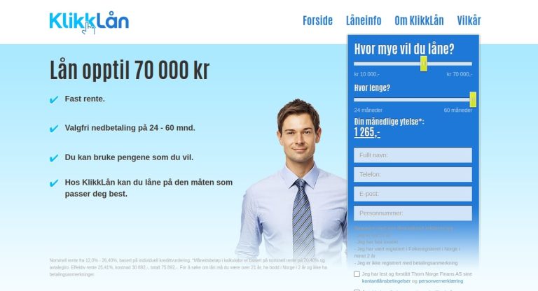 Klikklån Skjermdump