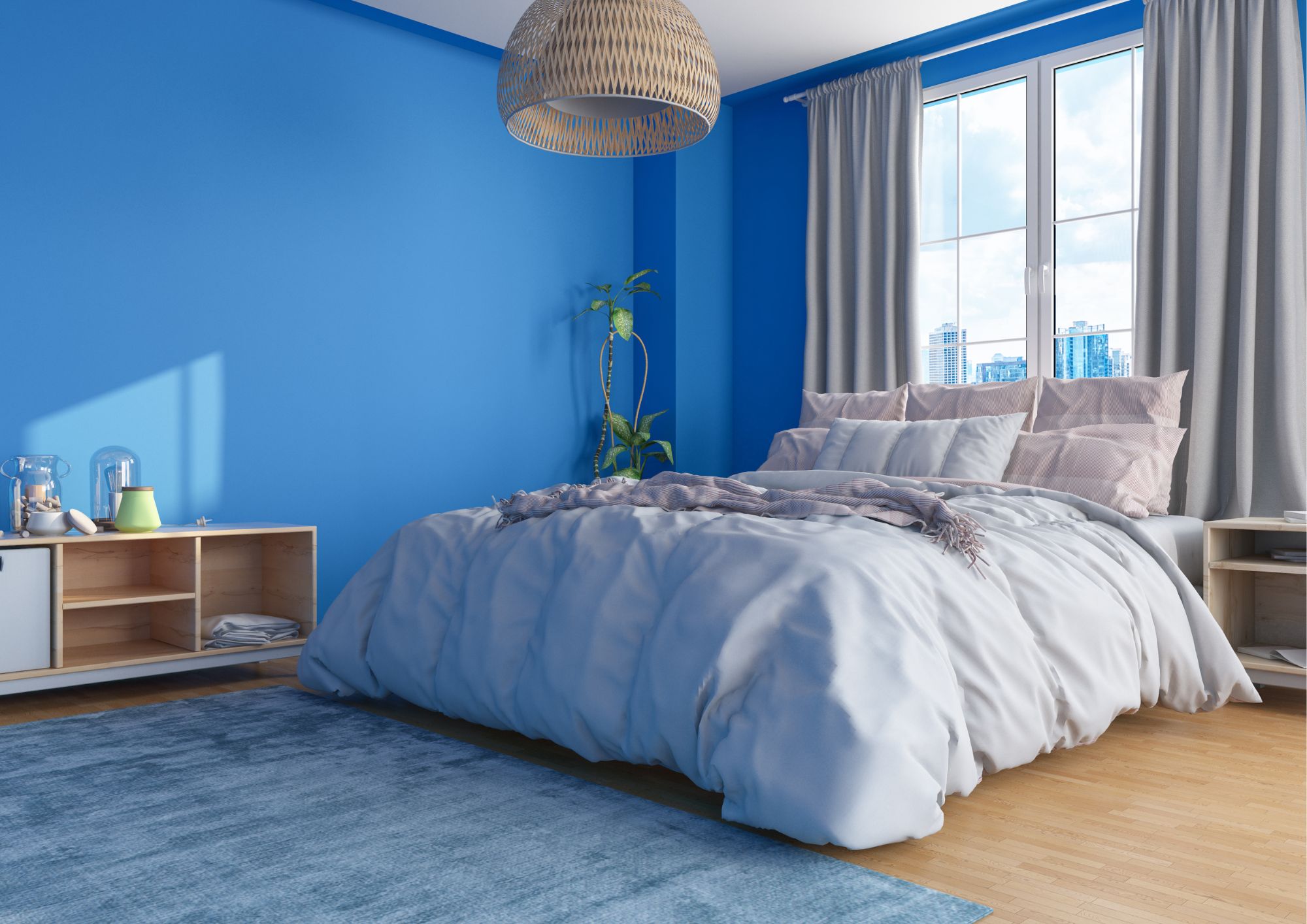 farge på soverommet: Blå